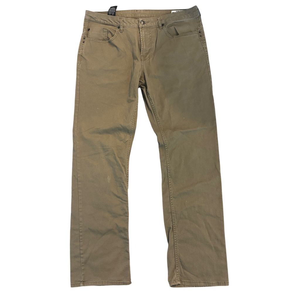 Buffalo David Bitton Sam-X Slim Straight Stretch Khaki Pants Mens 36x34 Tan